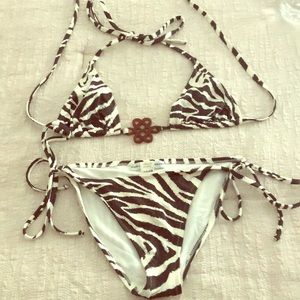 VGUC DVF strong bikini XS in brown zebra print